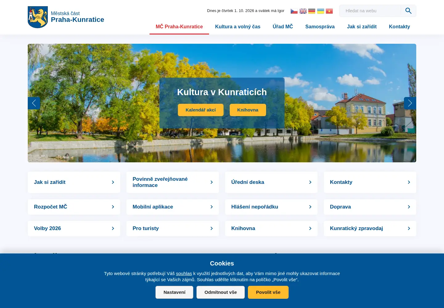 Screenshot of praha-kunratice.cz