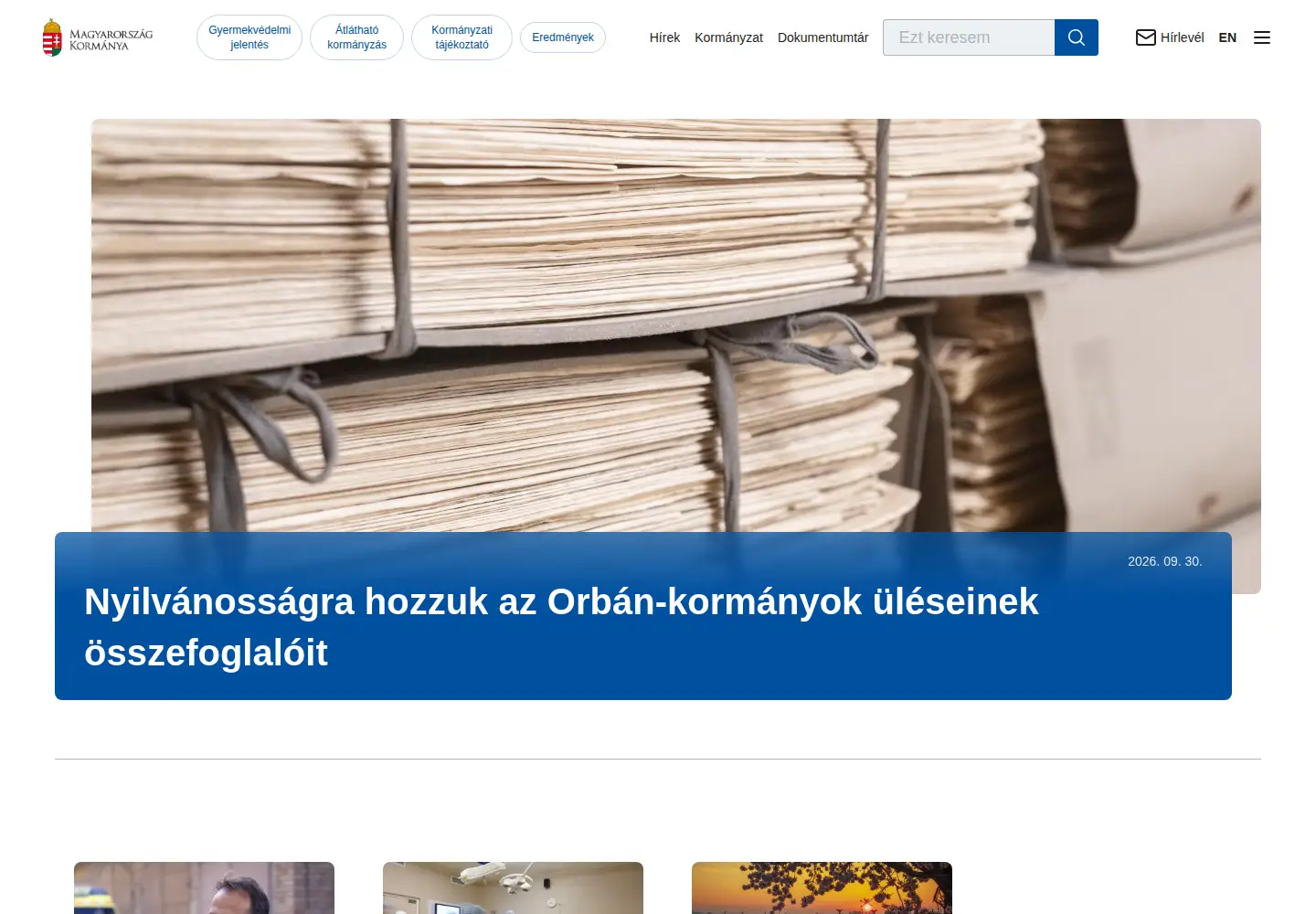 Screenshot of kormany.hu