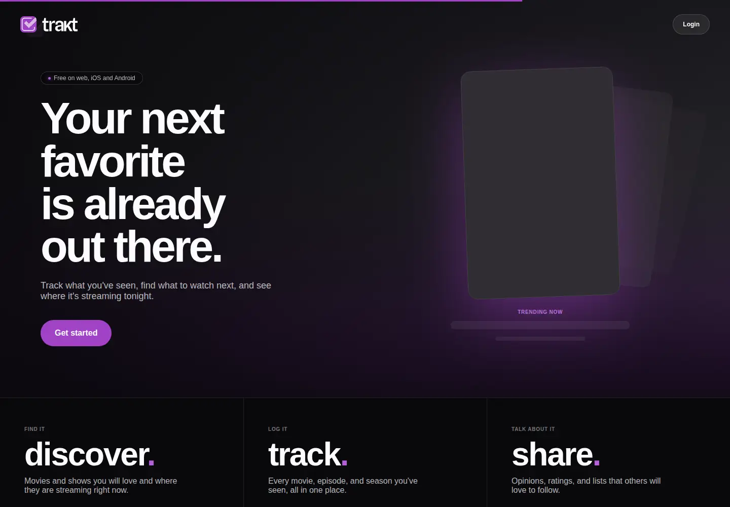 Screenshot of trakt.tv