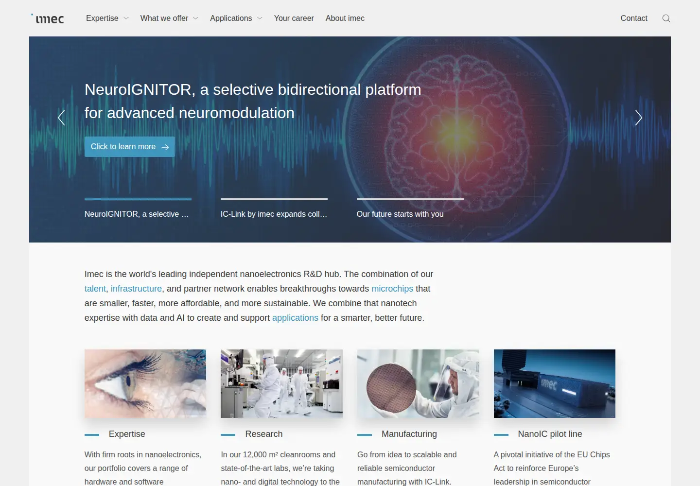 Screenshot of imec-int.com