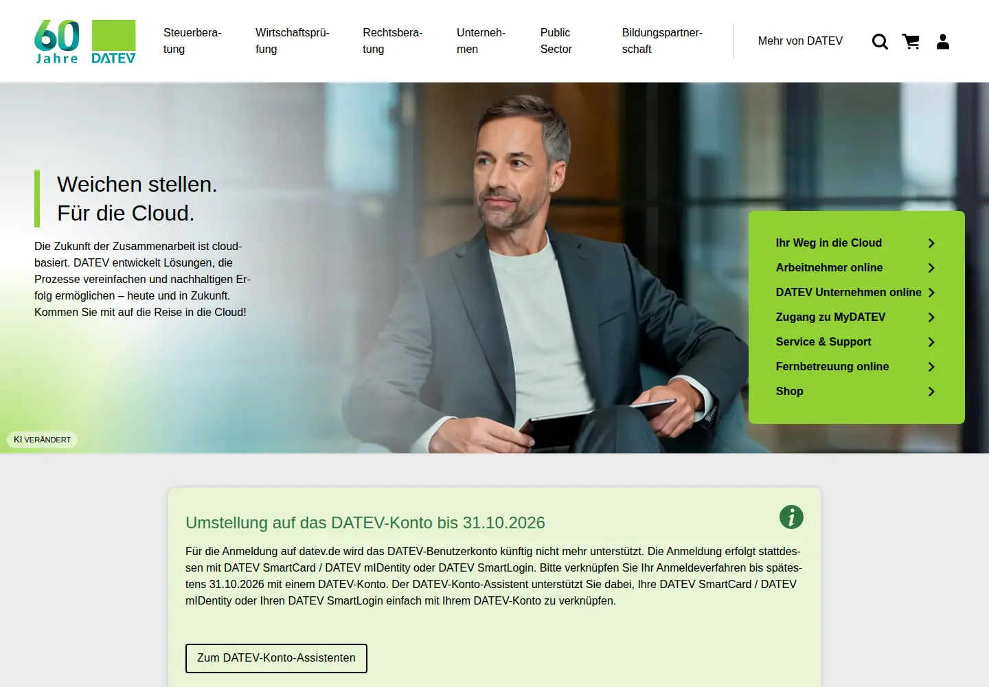 Screenshot of datev.de