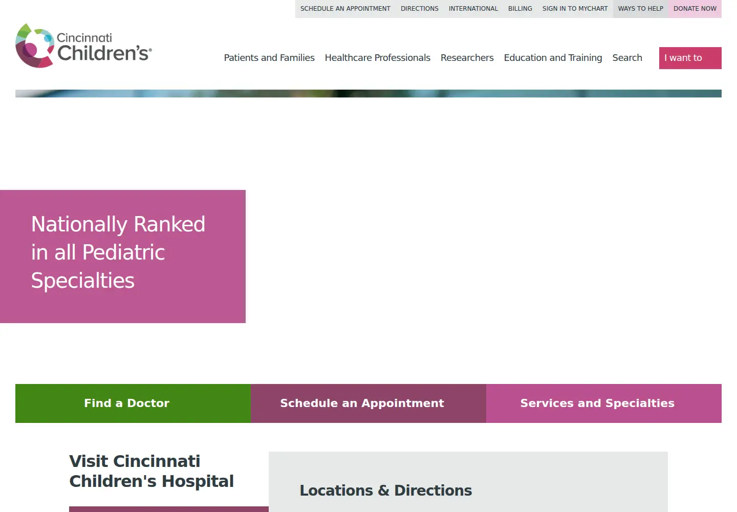 Screenshot of cincinnatichildrens.org