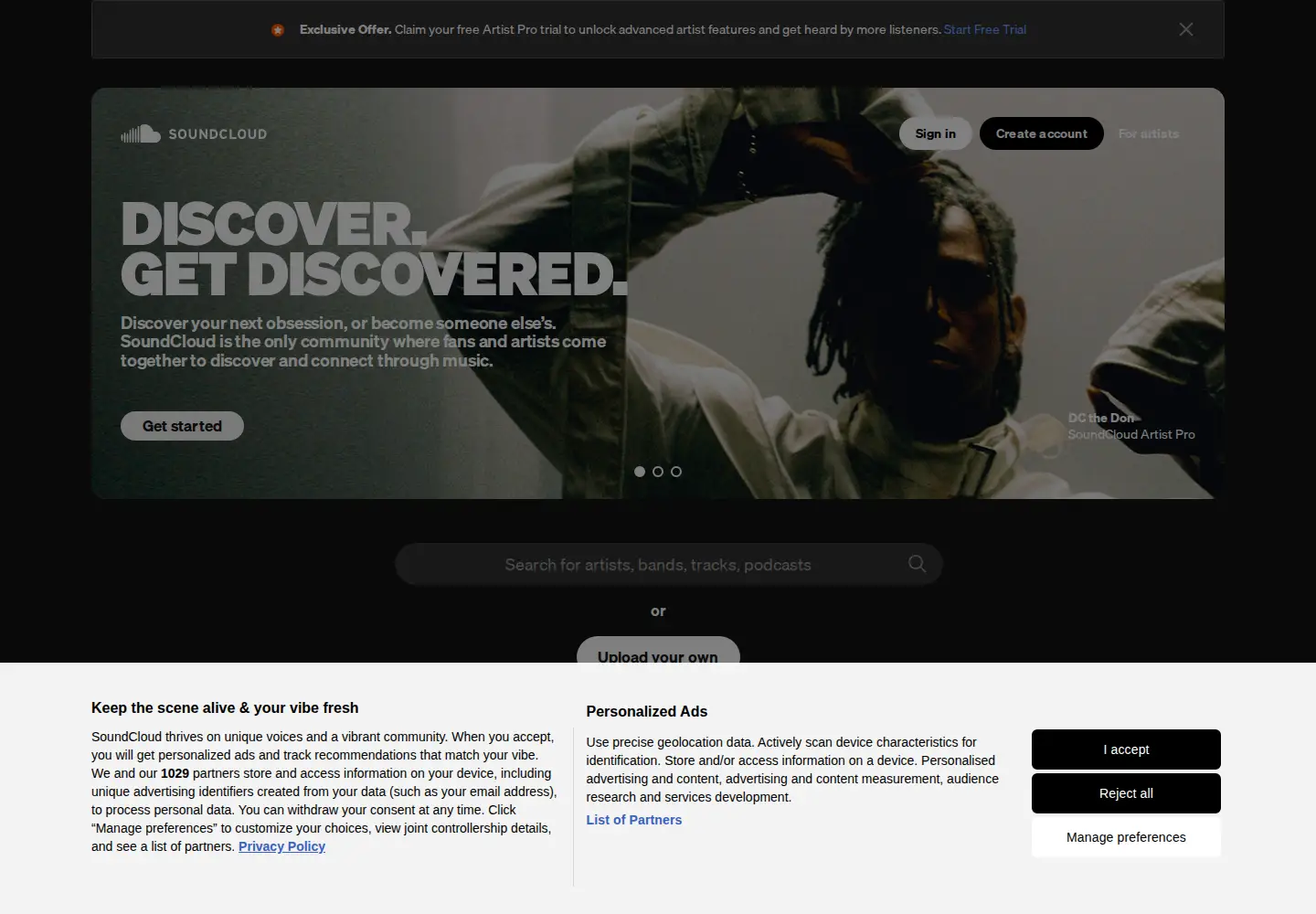 Screenshot of sndcdn.com