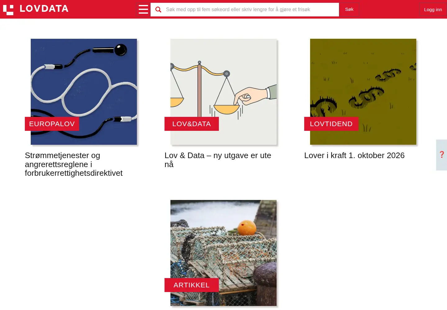 Screenshot of lovdata.no