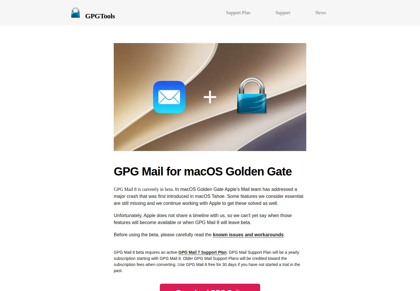 Screenshot of gpgtools.org