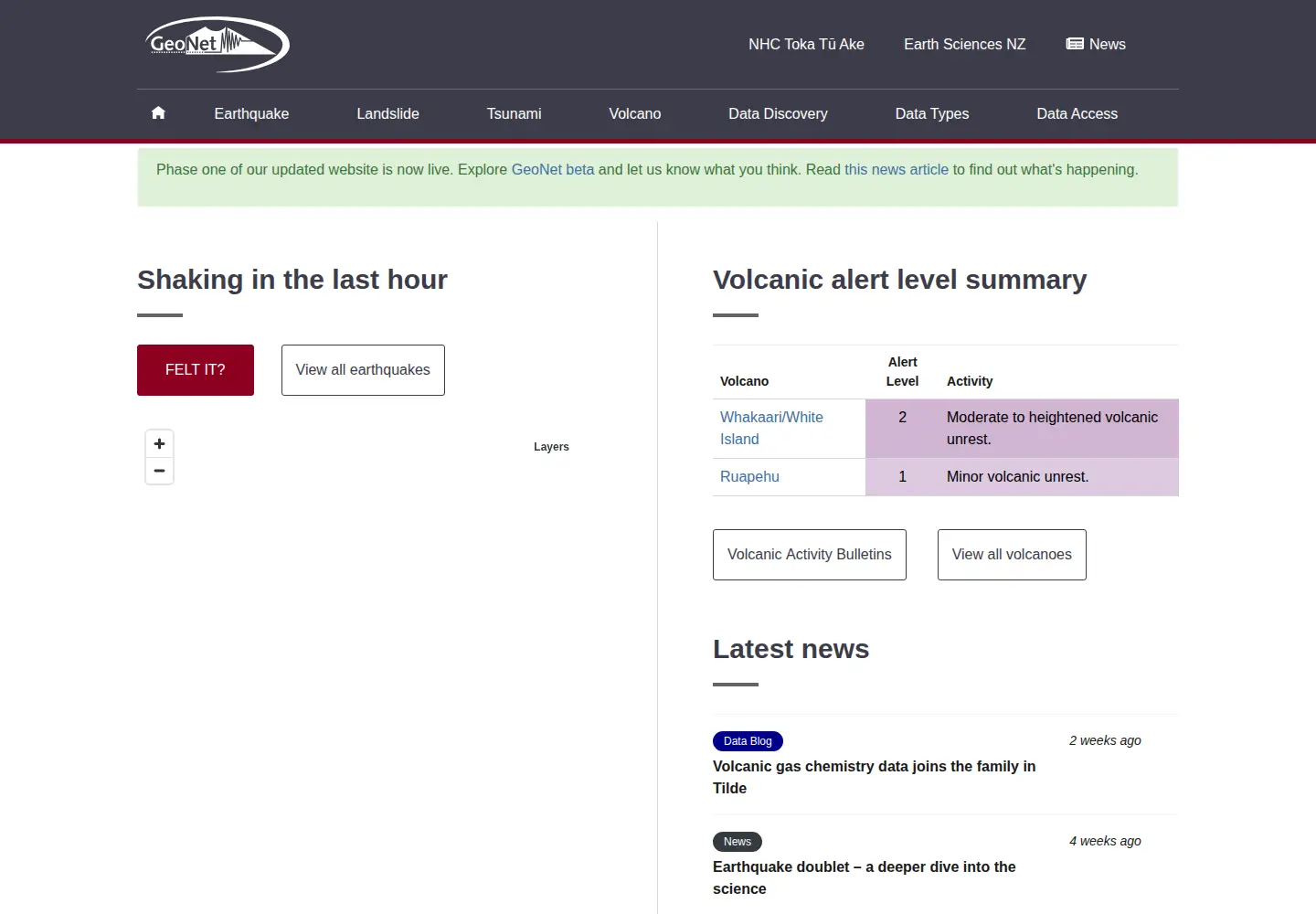 Screenshot of geonet.org.nz