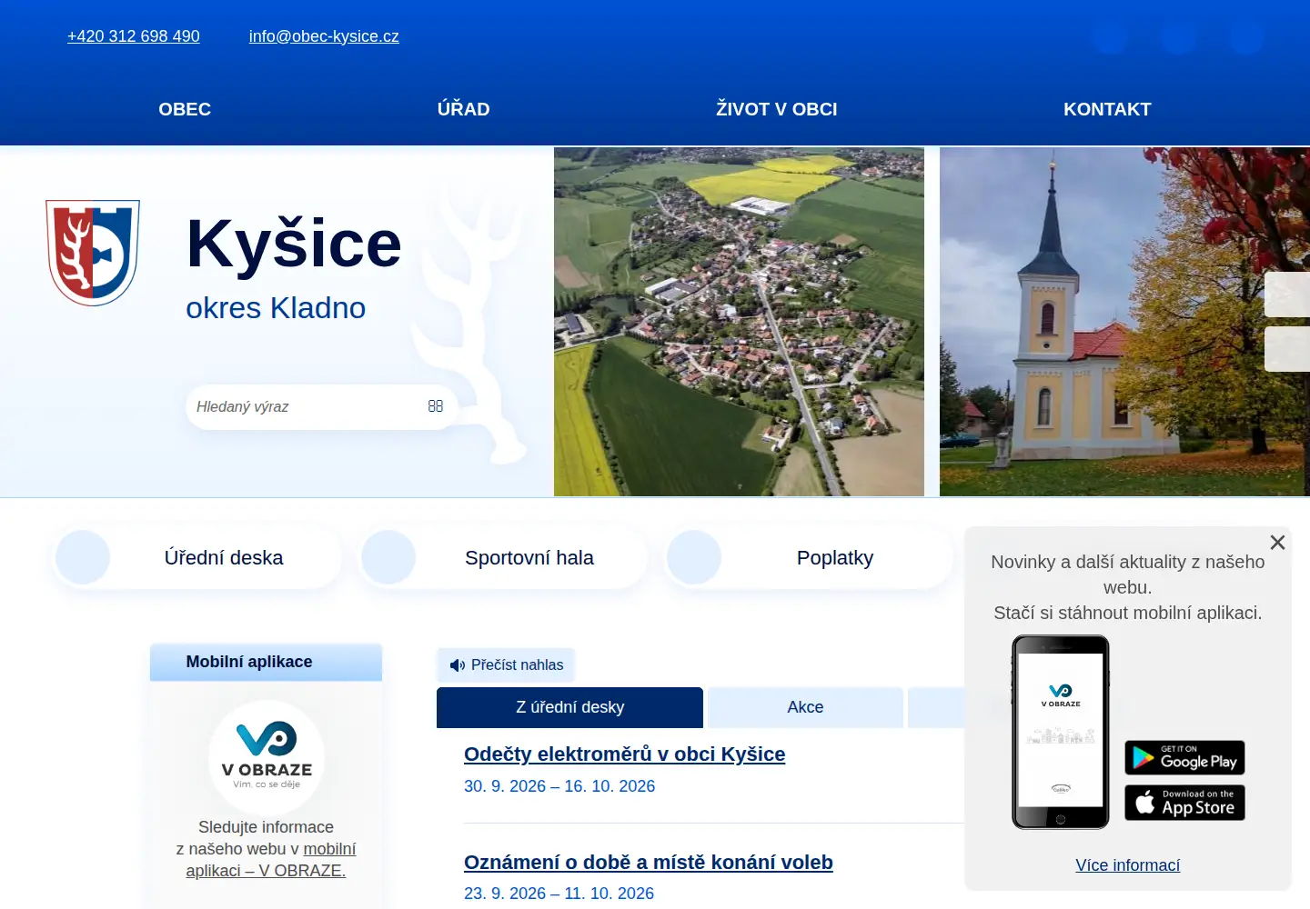 Screenshot of obec-kysice.cz