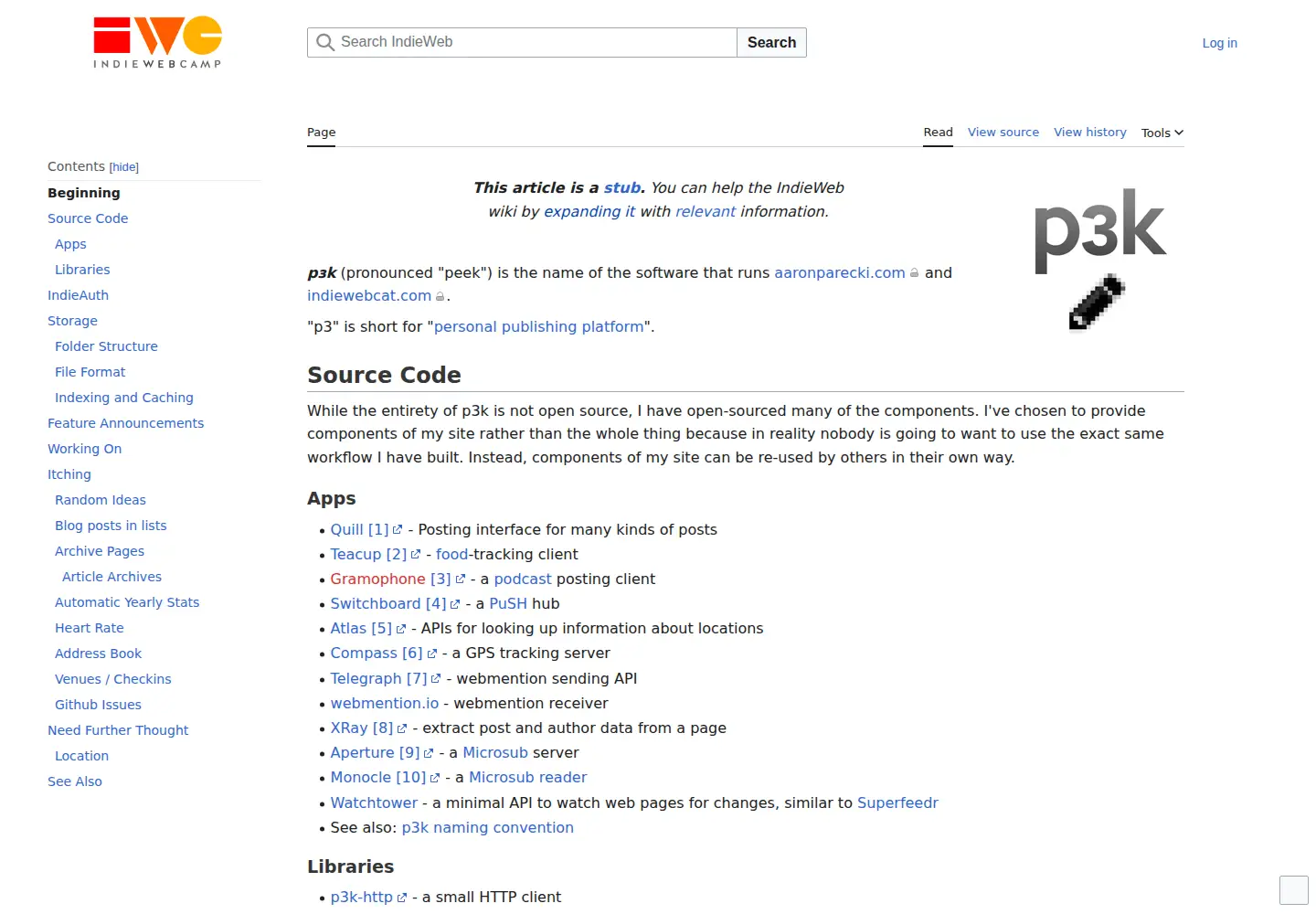 Screenshot of p3k.io