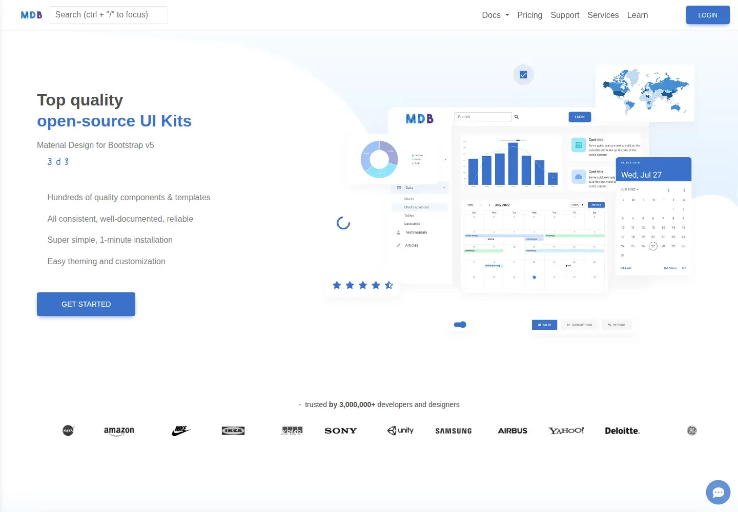 Screenshot of mdbootstrap.com