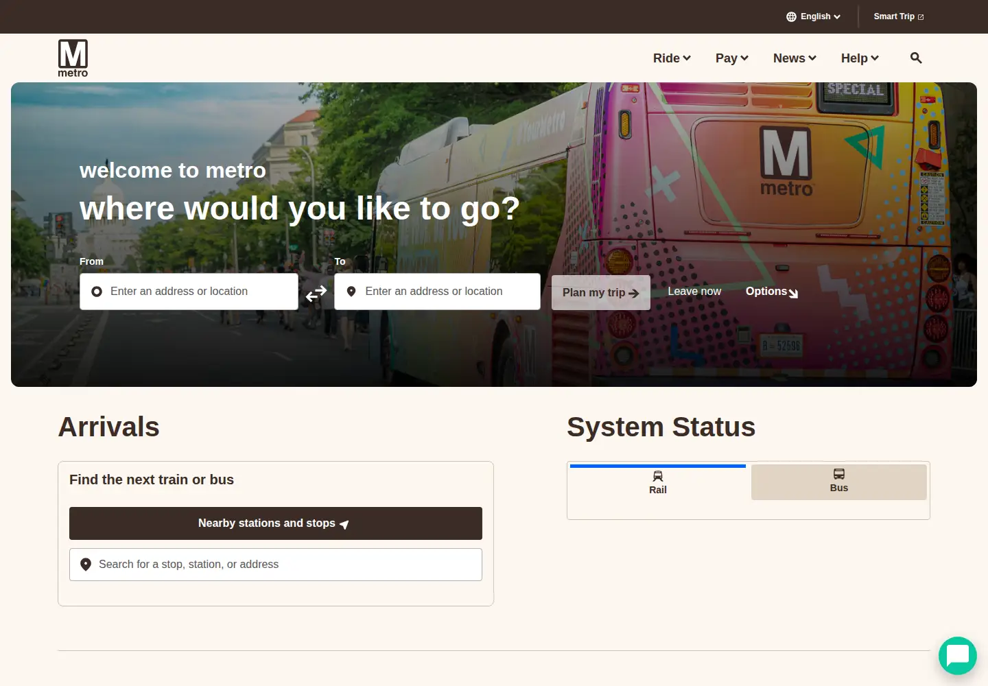 Screenshot of wmata.com