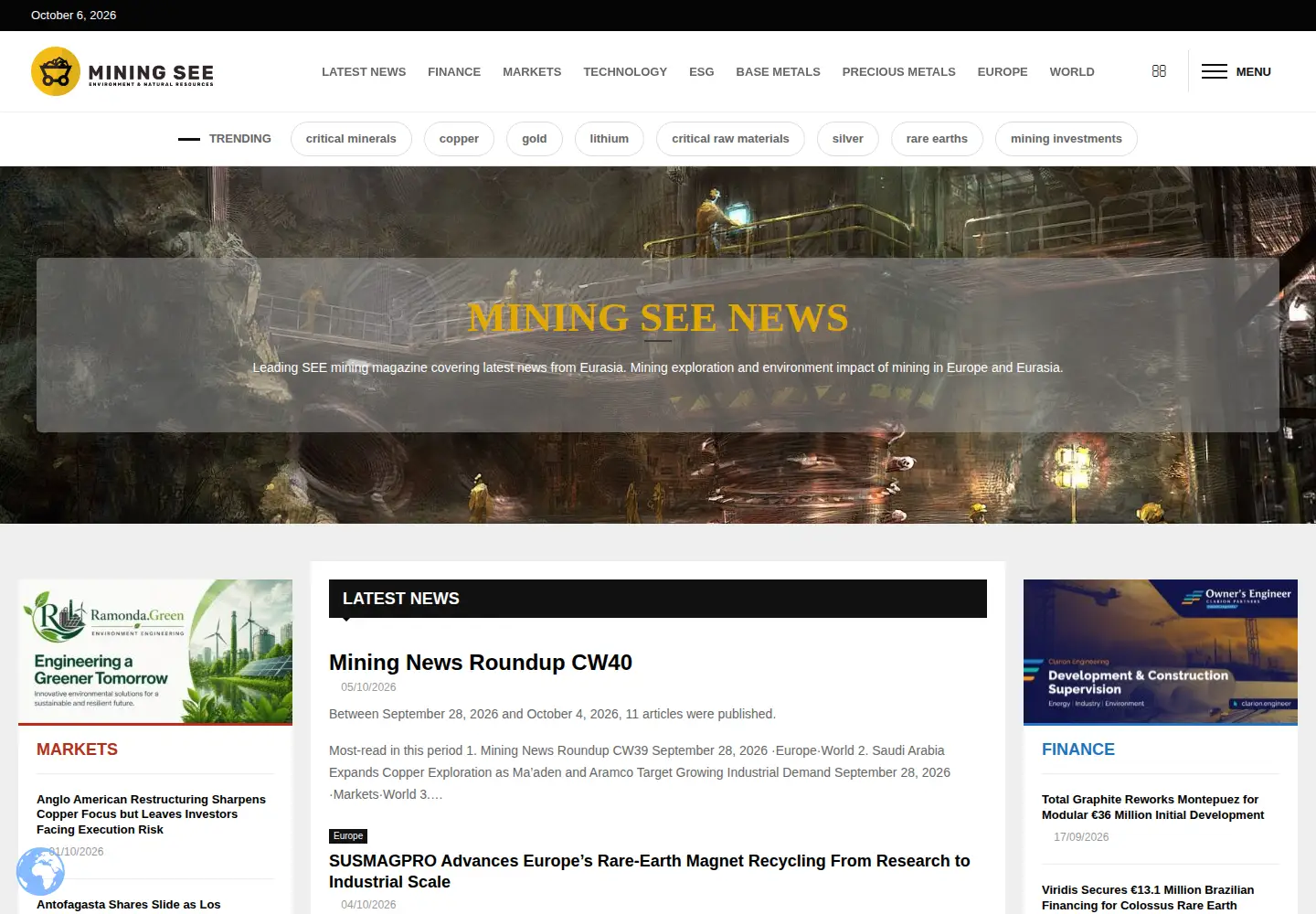 Captured homepage of miningsee.eu in the current scan
