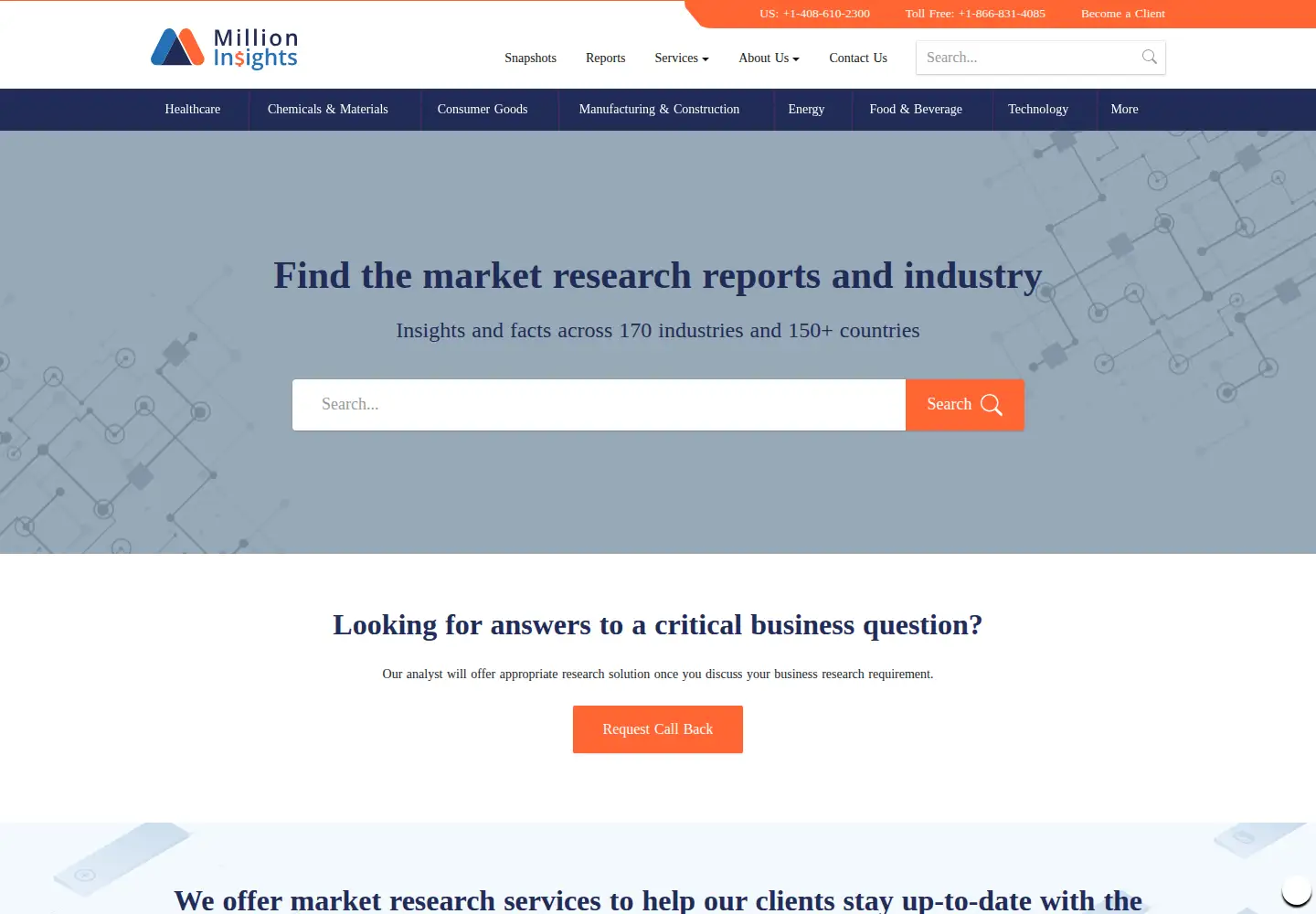 Captured homepage of millioninsights.com in the current scan