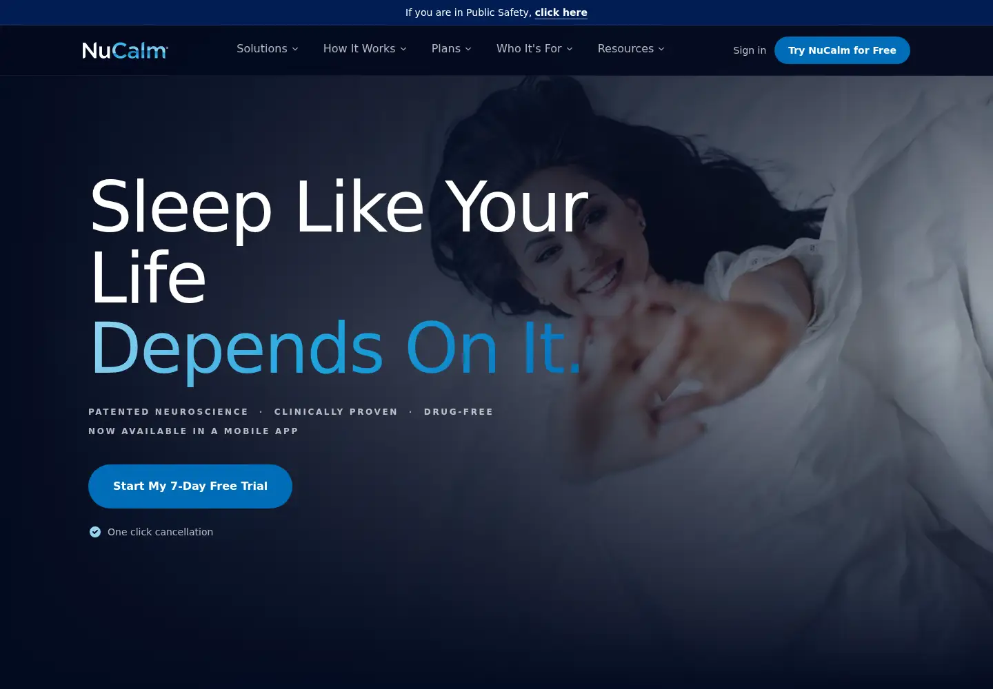 Captured homepage of nucalm.com in the current scan