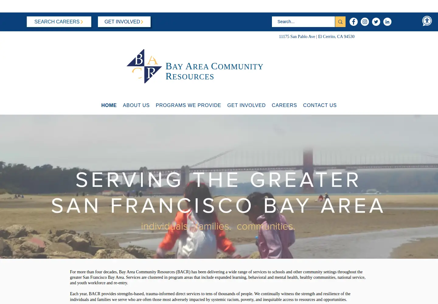 Captured homepage of bacr.org in the current scan