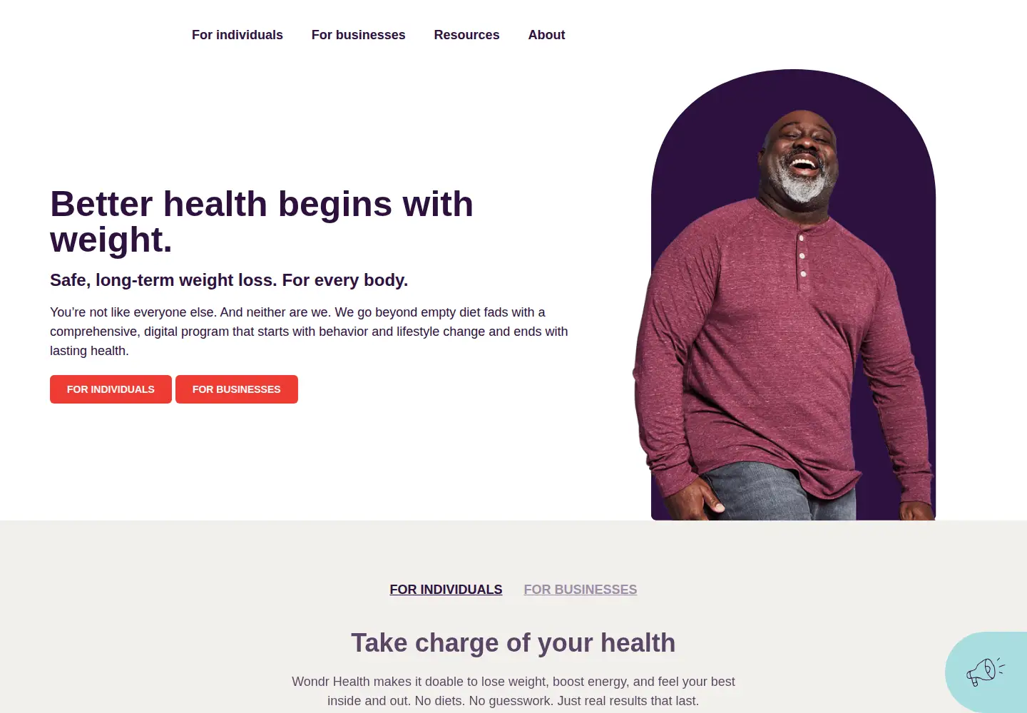 Captured homepage of wondrhealth.com in the current scan