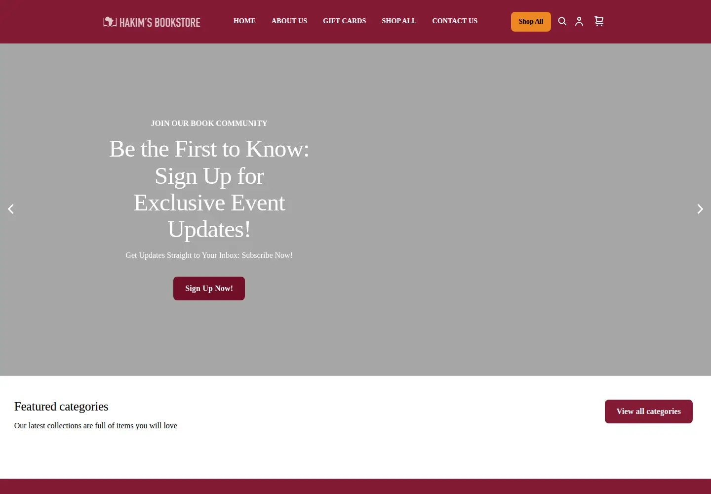 Screenshot of hakimsbookstore.com