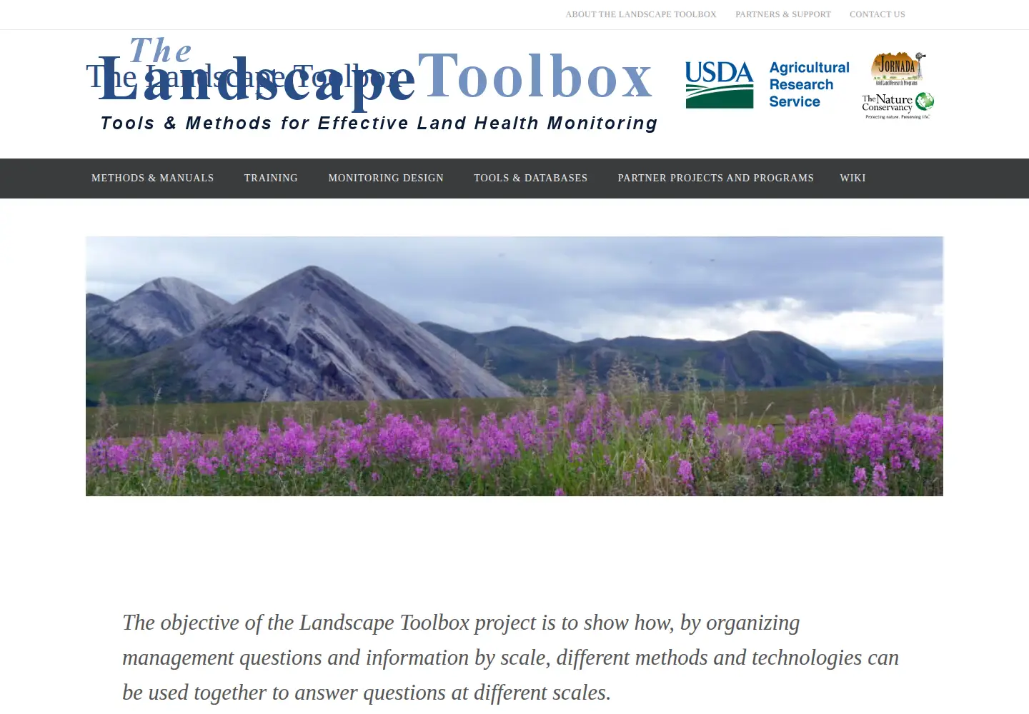 Captured homepage of landscapetoolbox.org in the current scan