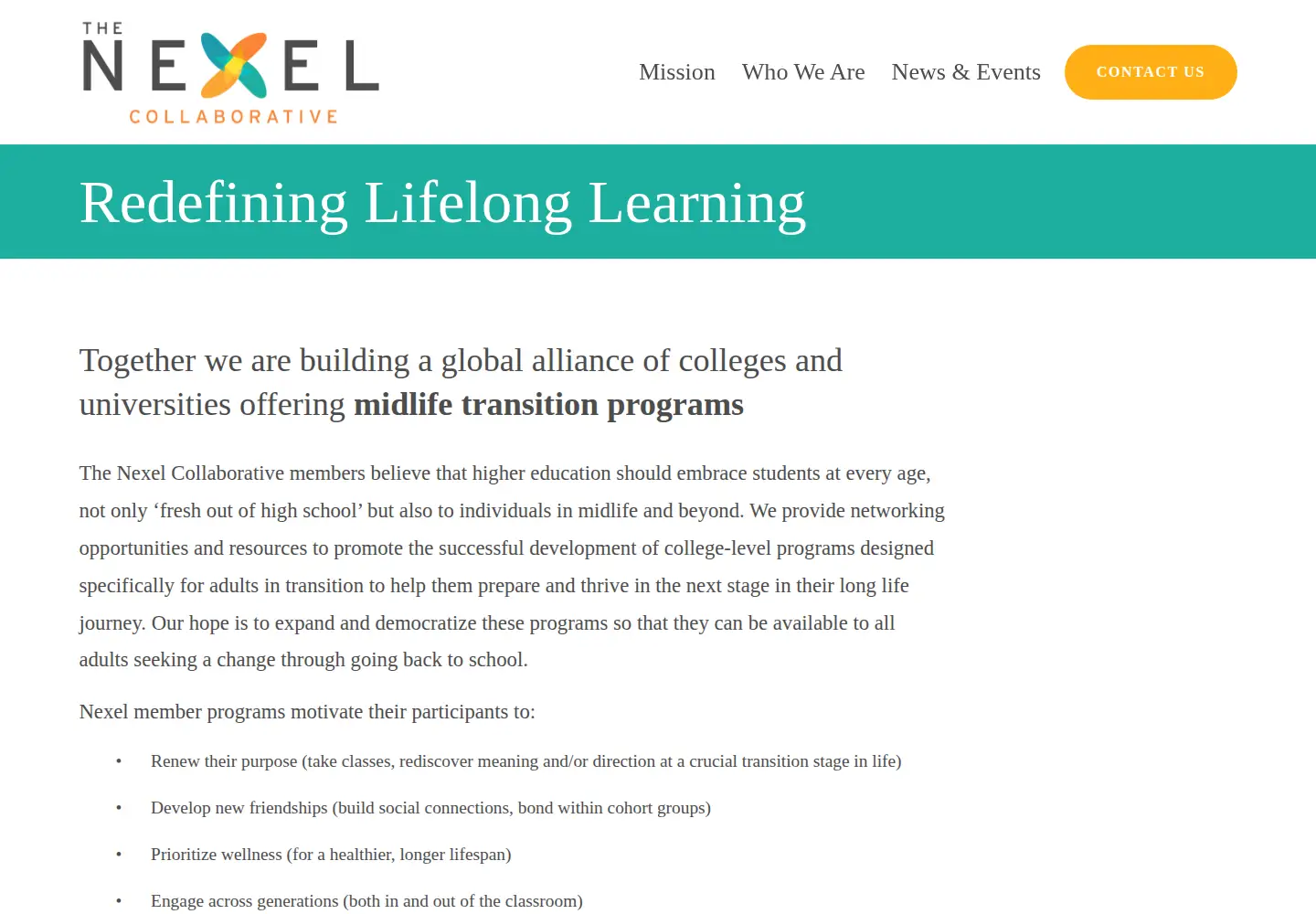 Captured homepage of thenexel.org in the current scan