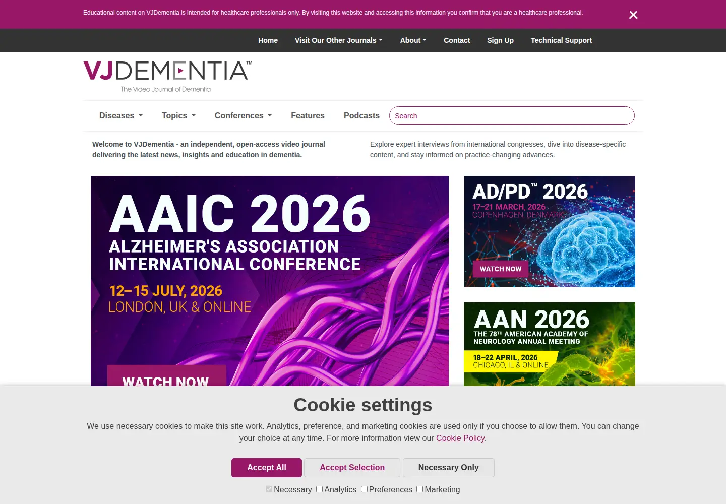 Captured homepage of vjdementia.com in the current scan
