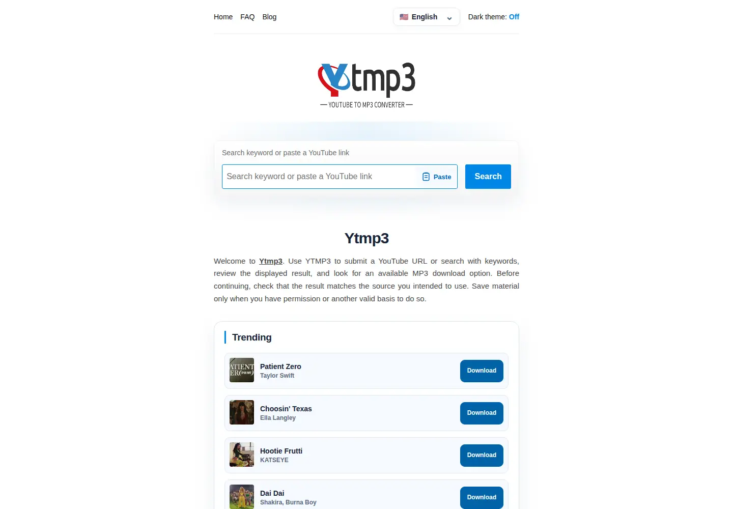 Screenshot of ytmp3.gdn