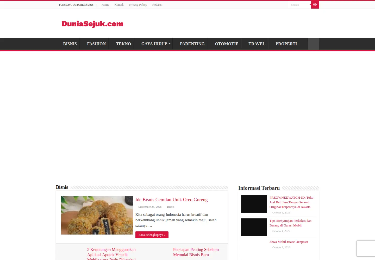 Captured homepage of duniasejuk.com in the current scan