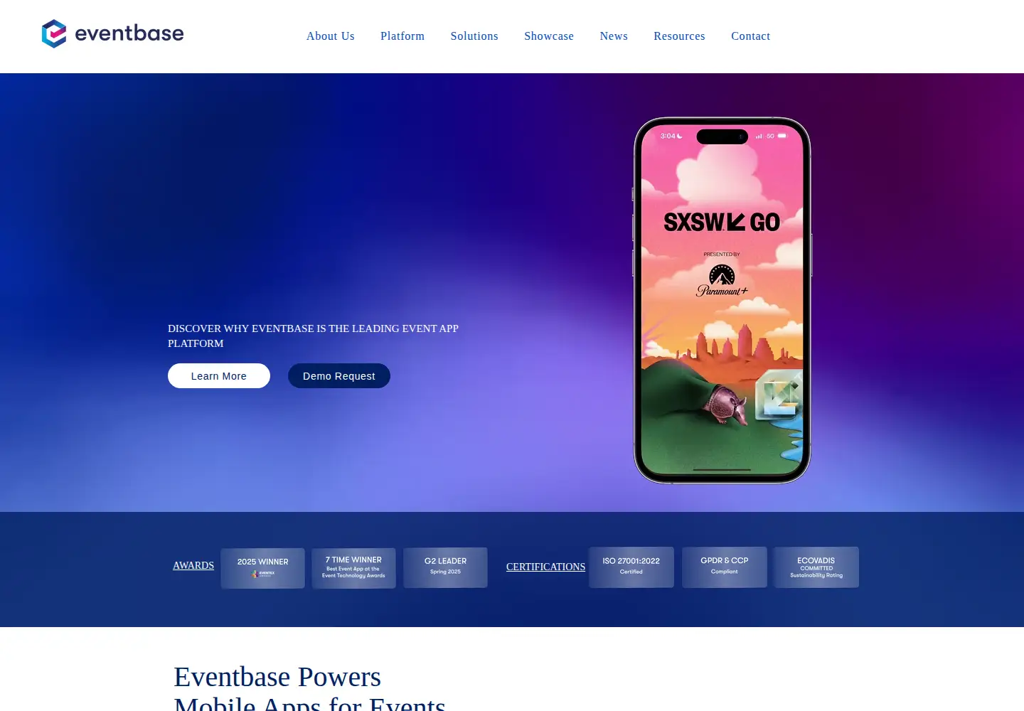 Screenshot of eventbase.com