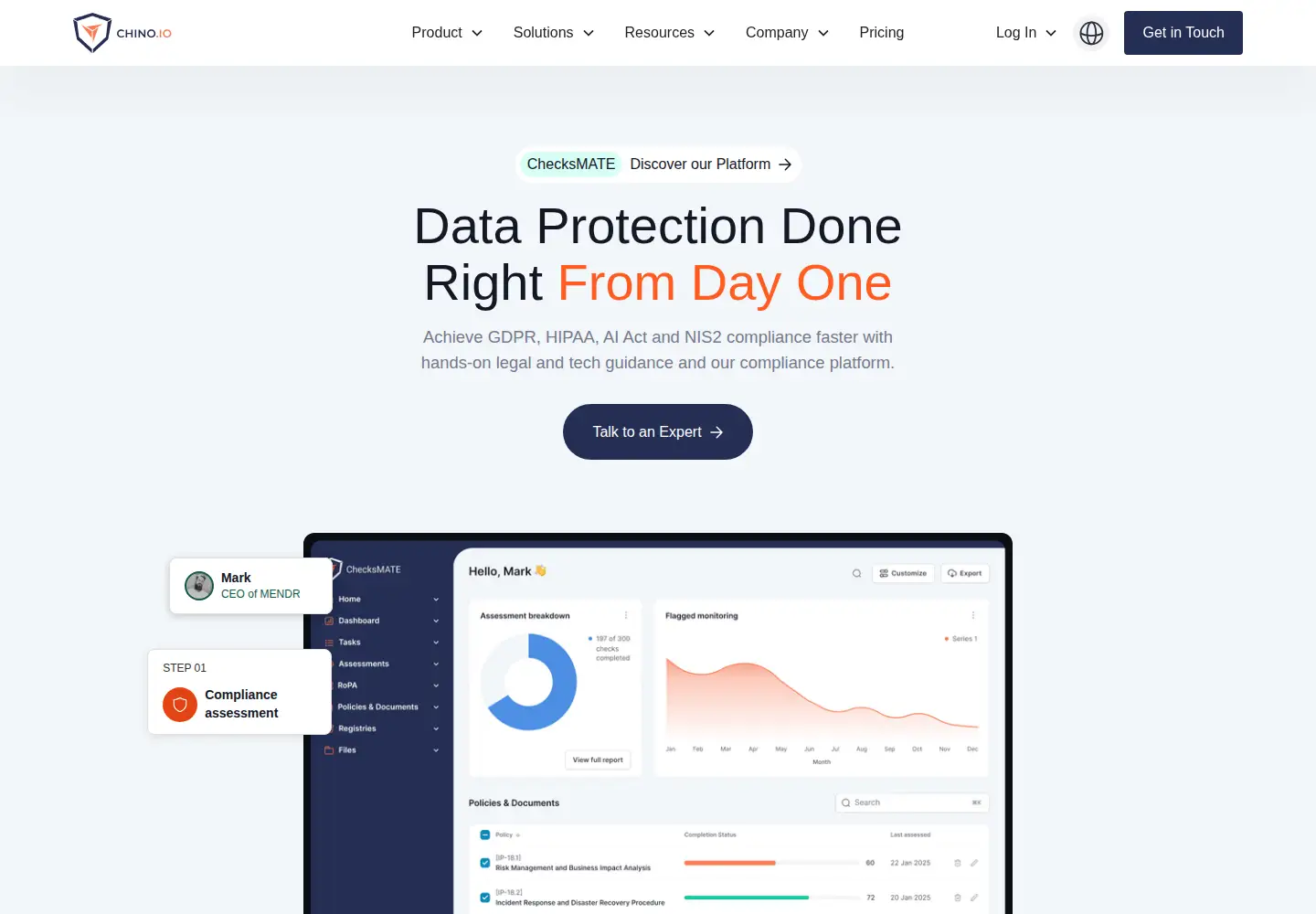 Captured homepage of chino.io in the current scan