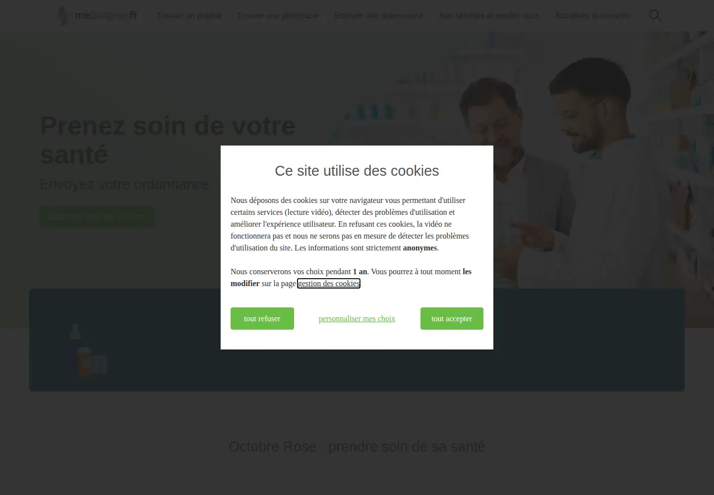 Captured homepage of mesoigner.fr in the current scan