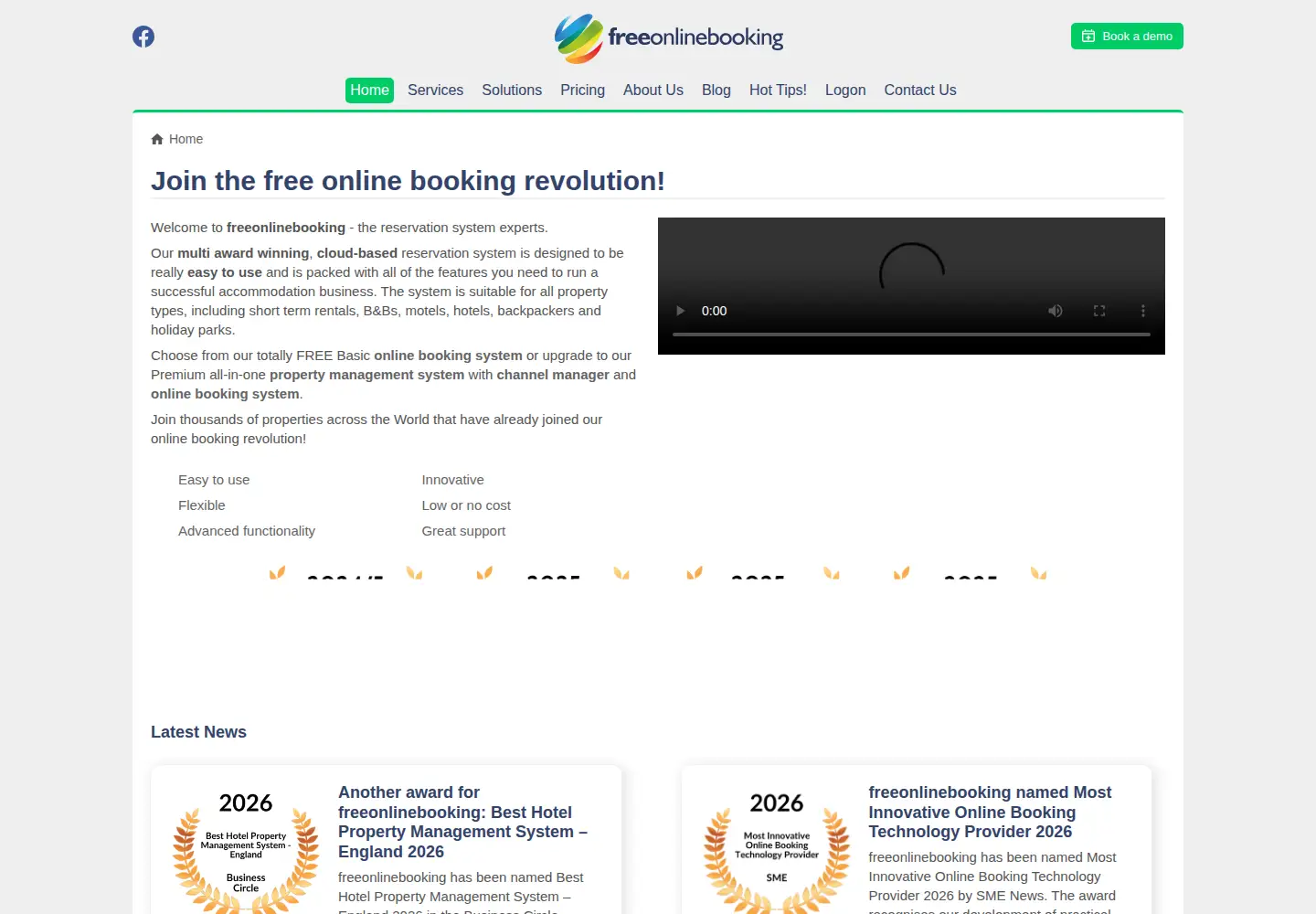 Screenshot of freeonlinebooking.com