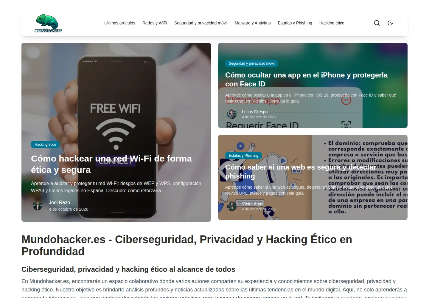 Captured homepage of mundohacker.es in the current scan