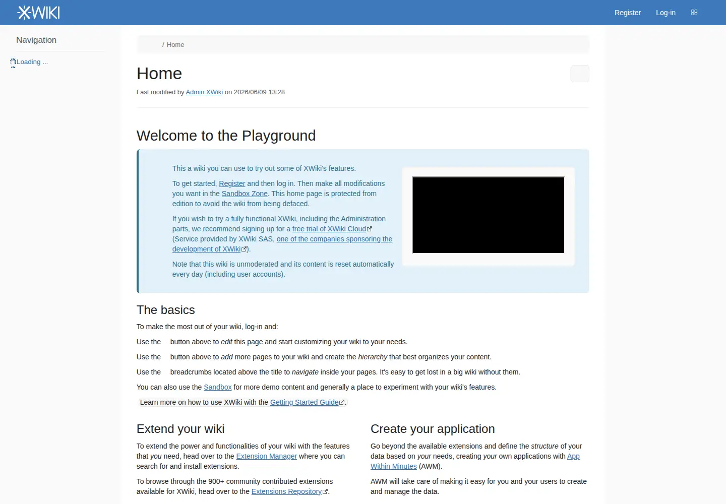 Screenshot of xwikiplayground.org