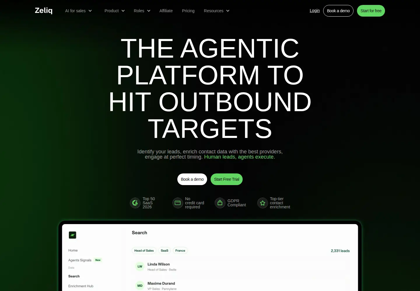 Captured homepage of zeliq.com in the current scan