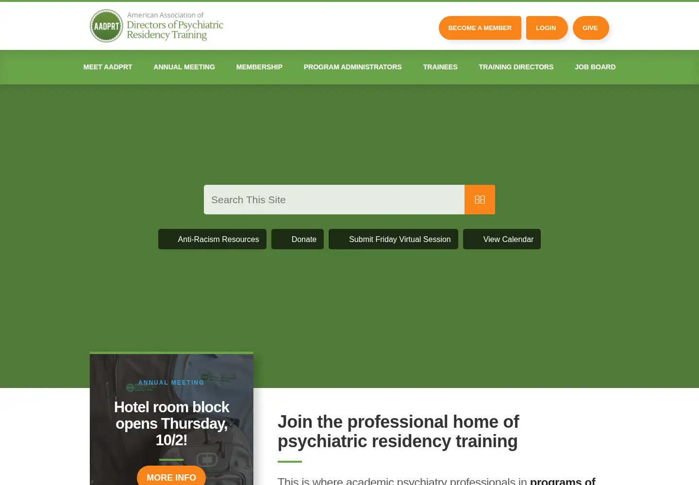 Captured homepage of aadprt.org in the current scan