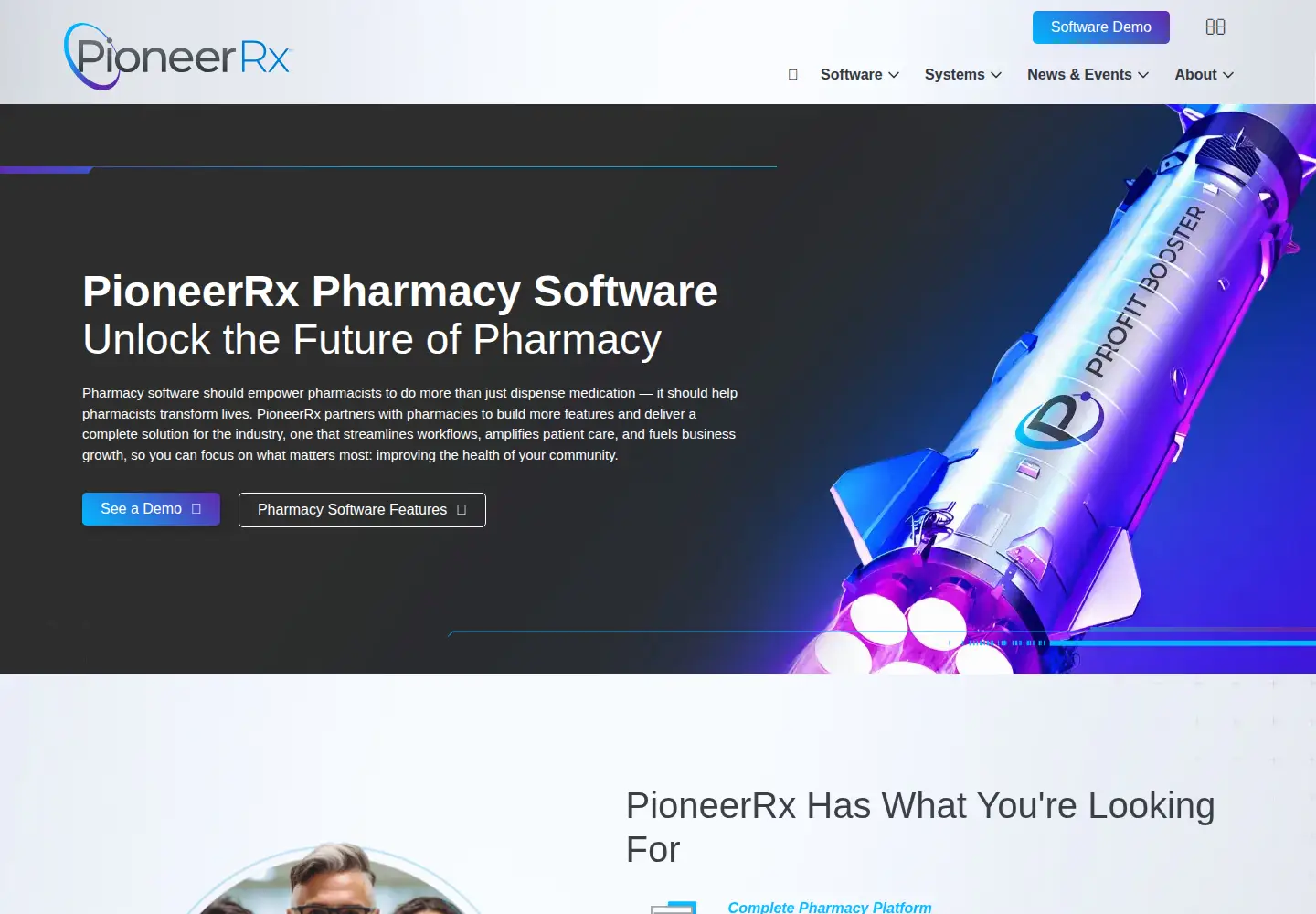 Captured homepage of pioneerrx.com in the current scan