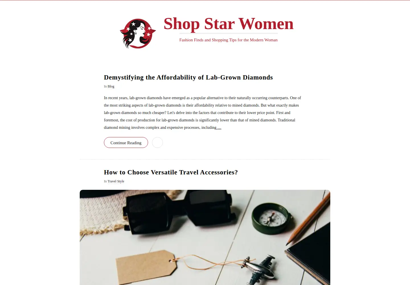 Screenshot of shopstarwomen.net