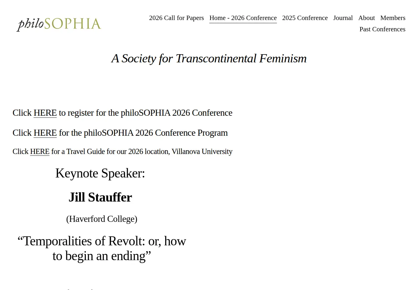 Captured homepage of philosophiafeministsociety.com in the current scan