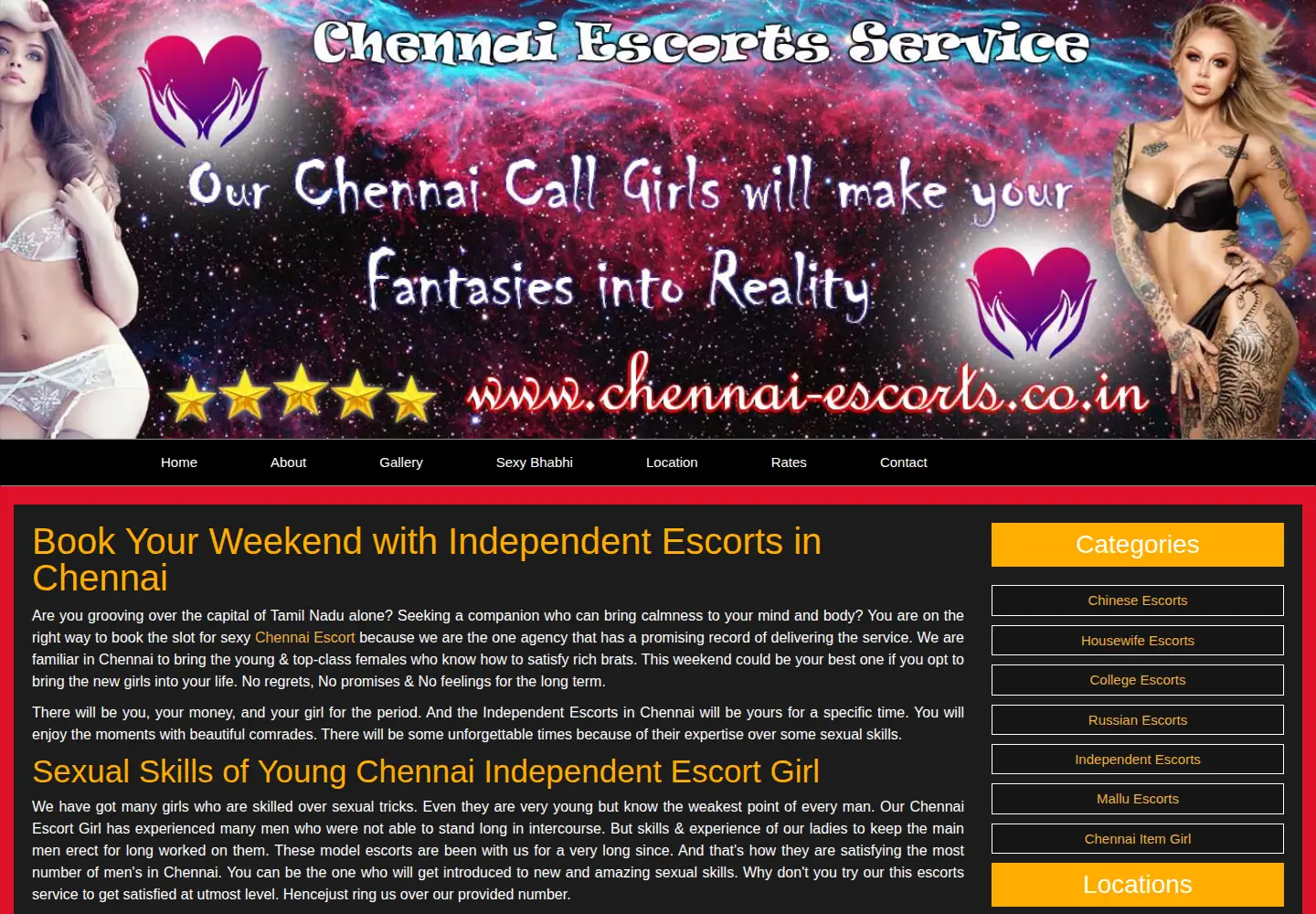 Screenshot of chennai-escorts.co.in