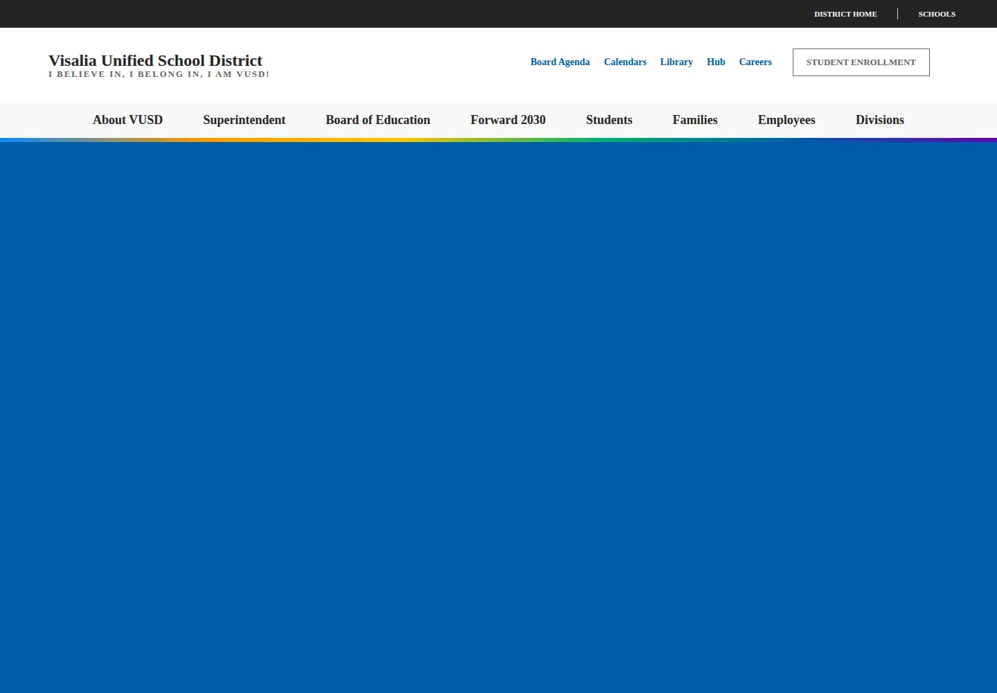 Captured homepage of vusd.org in the current scan