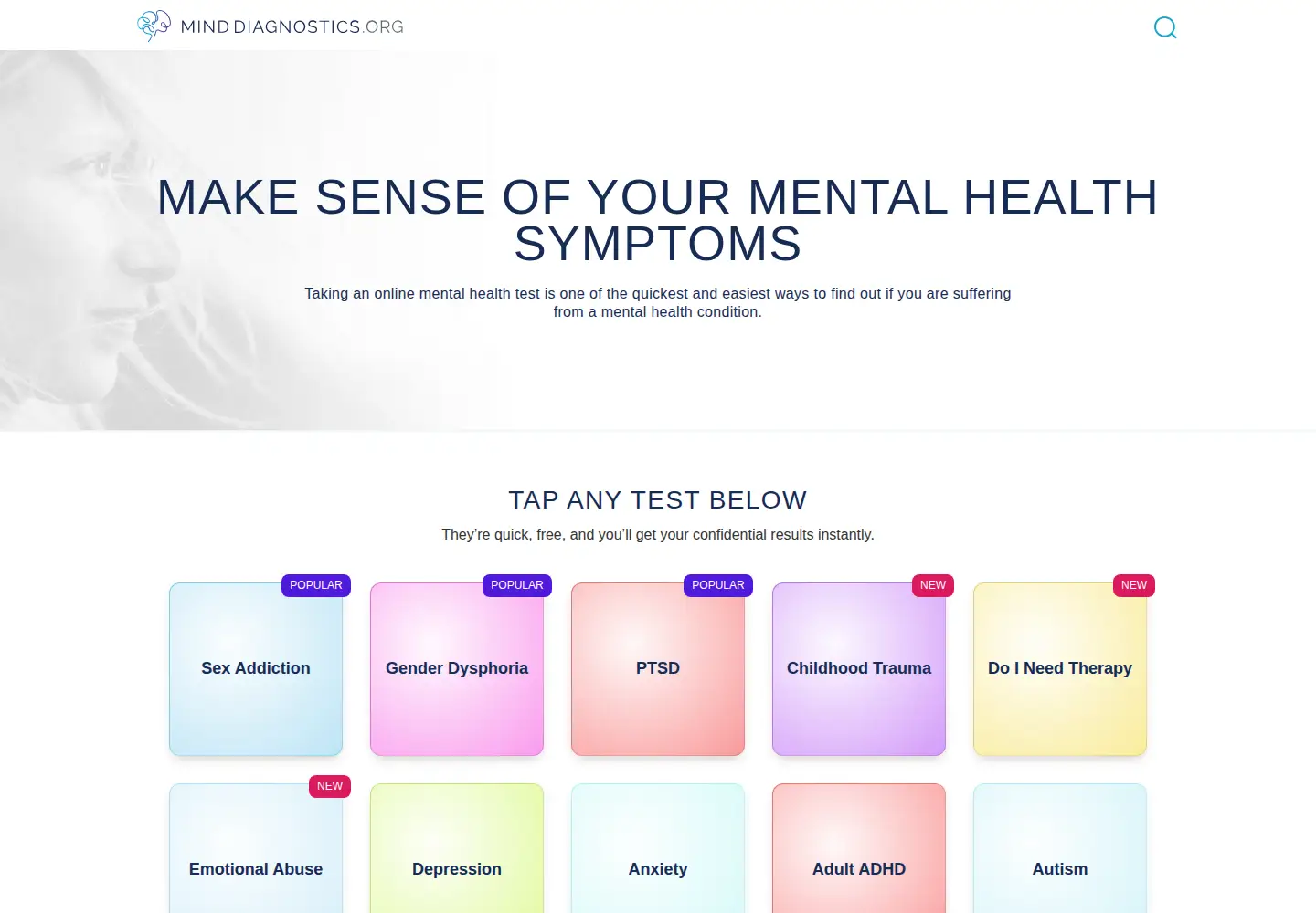 Screenshot of mind-diagnostics.org
