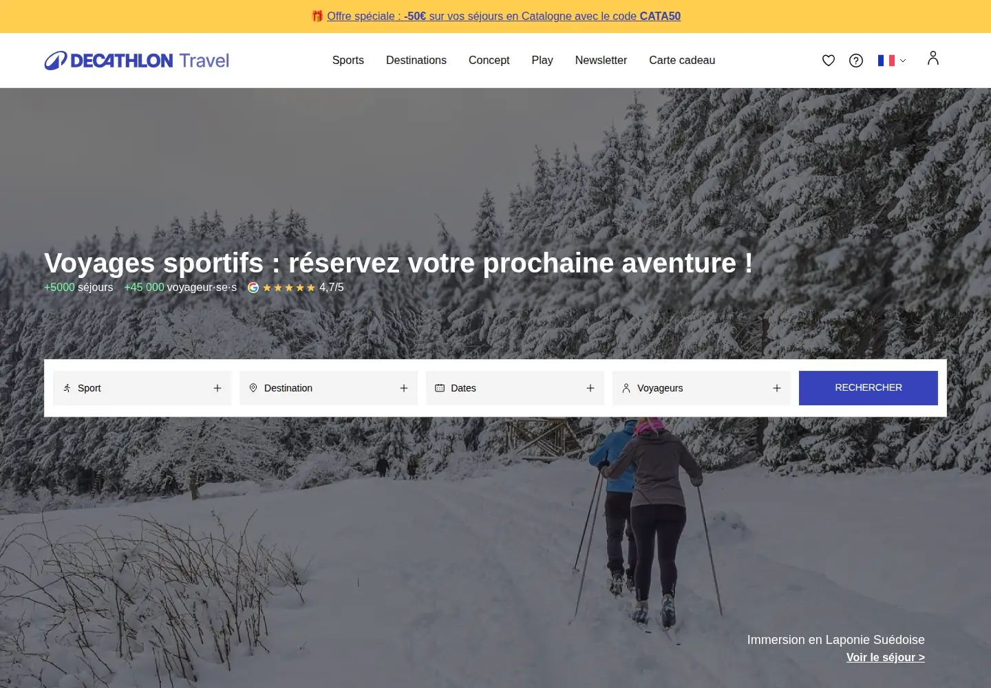 Captured homepage of decathlontravel.com in the current scan