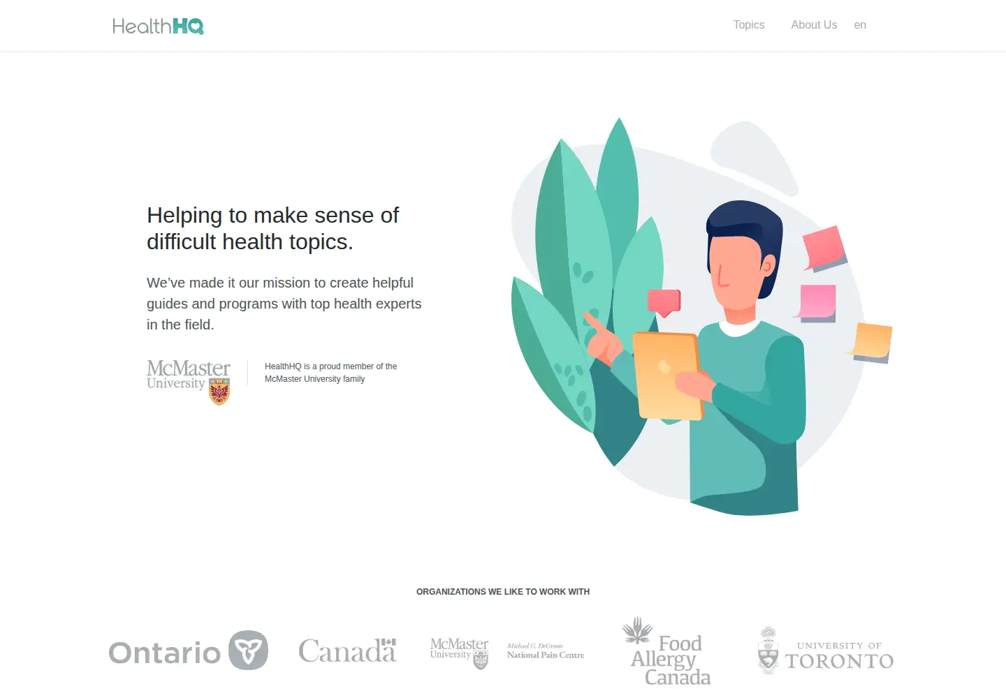 Captured homepage of healthhq.ca in the current scan