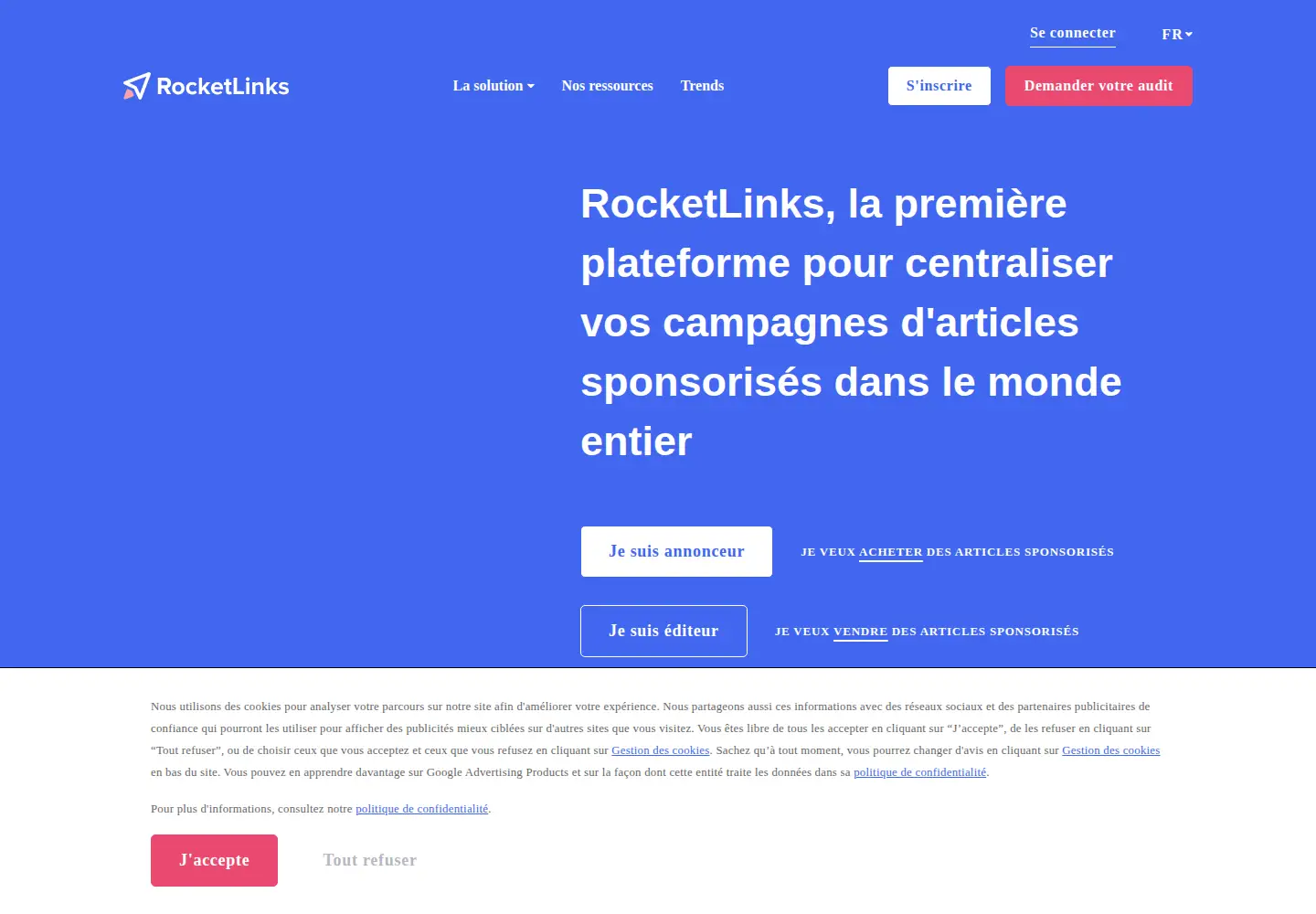 Captured homepage of rocketlinks.com in the current scan