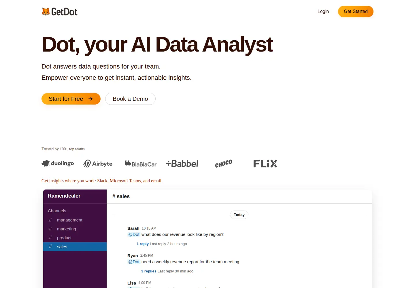 Screenshot of getdot.ai