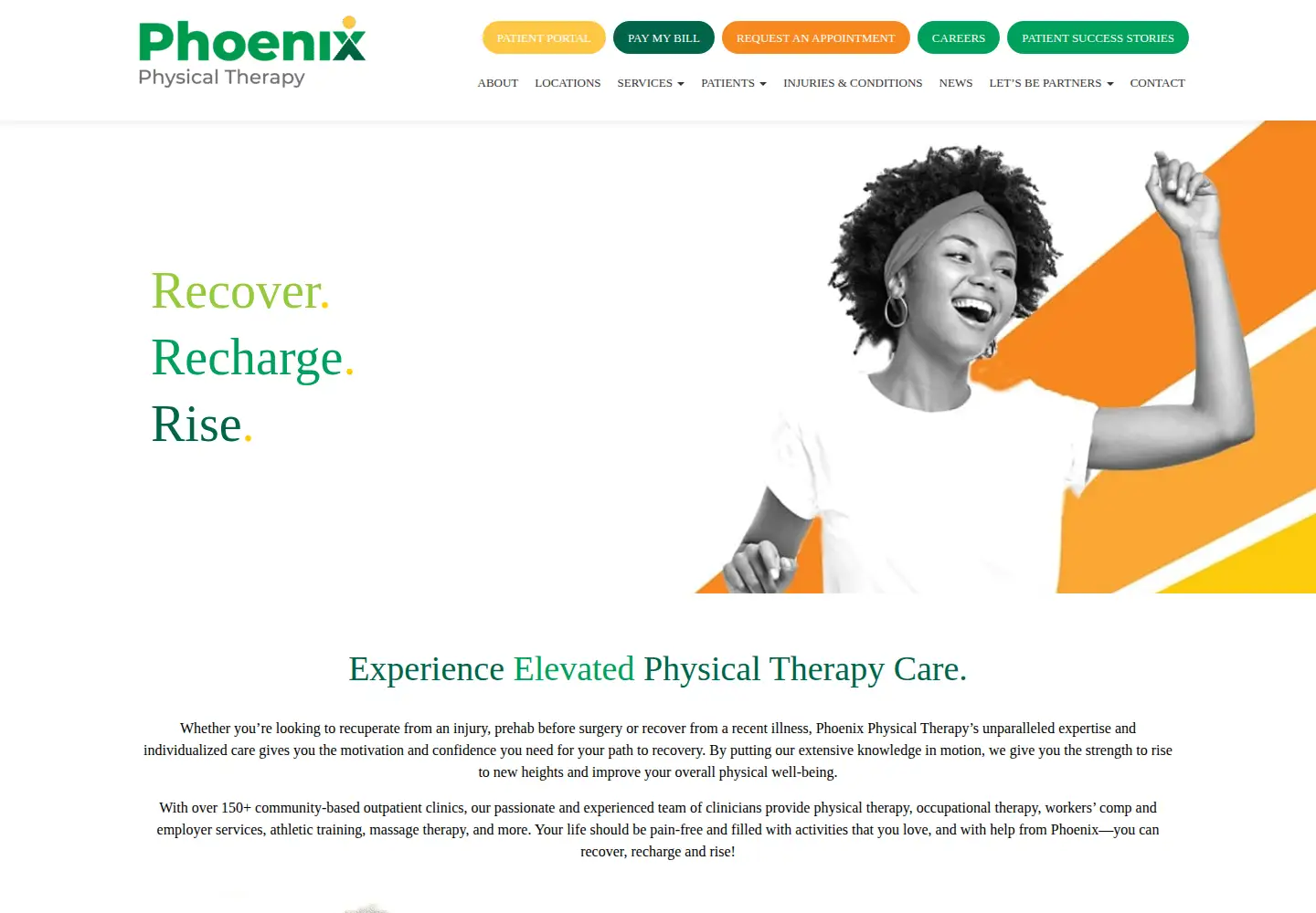 Captured homepage of phoenixphysicaltherapy.com in the current scan