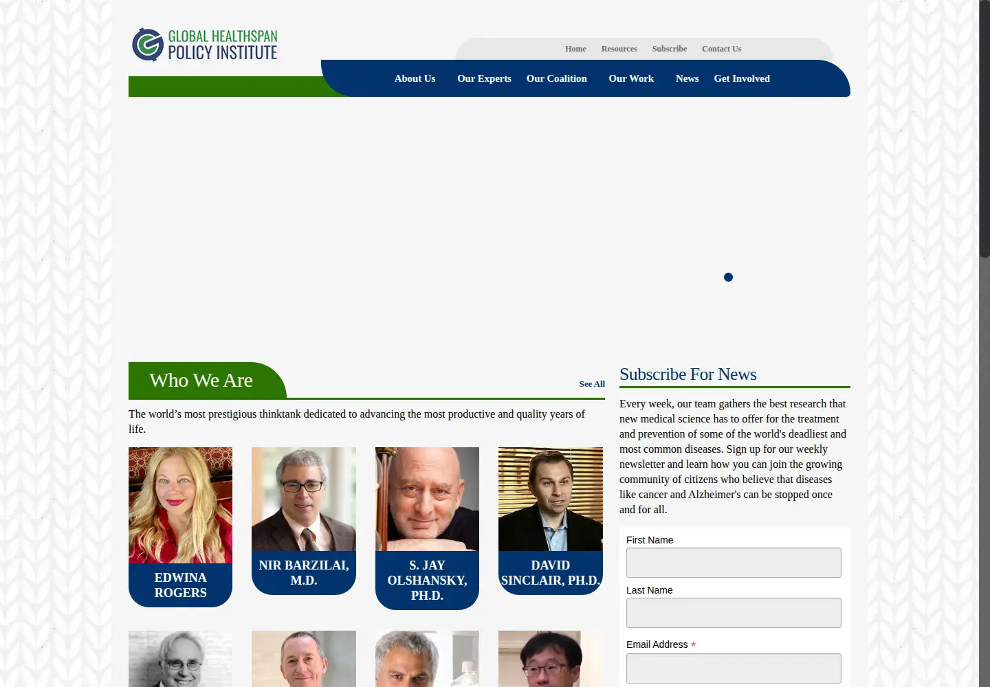 Screenshot of healthspanpolicy.org
