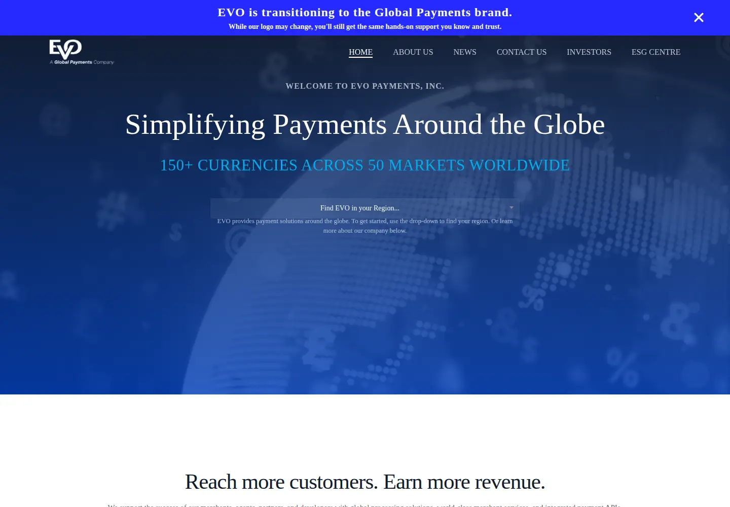 Screenshot of evopayments.com