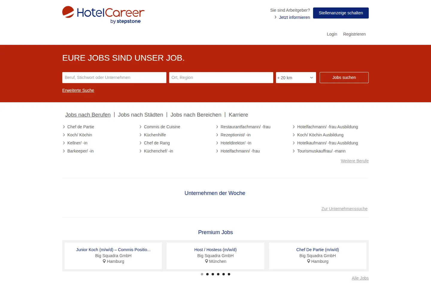 Captured homepage of hotelcareer.de in the current scan