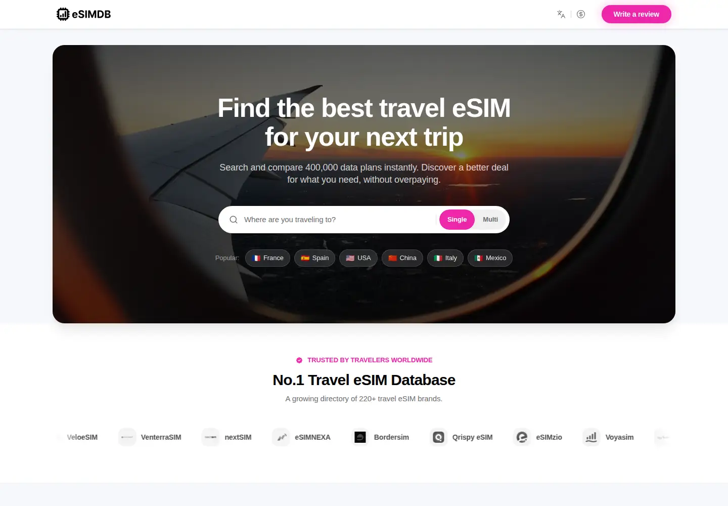 Captured homepage of esimdb.com in the current scan