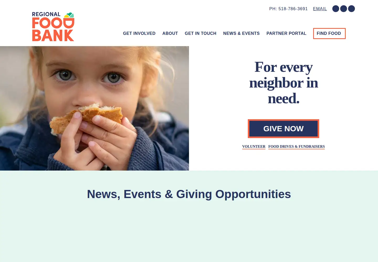 Screenshot of regionalfoodbank.net