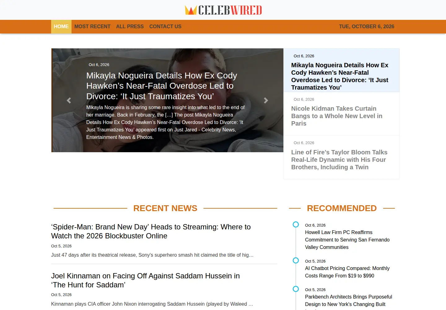 Screenshot of celebwired.com
